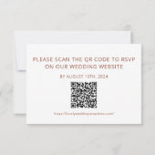 Floral Beige Wedding RSVP QR Code Kaart Notitiekaartje (Achterkant)