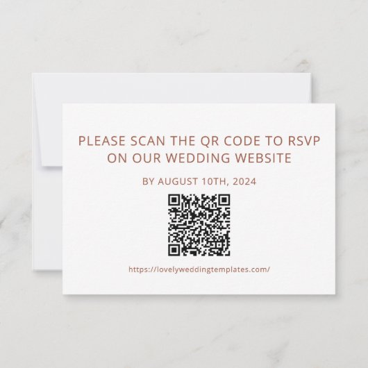 Floral Beige Wedding RSVP QR Code Kaart Notitiekaartje (Achterkant)