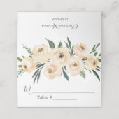 Floral Beige White Wedding Place Card Plaatskaartje (Buitenkant ongevouwen)