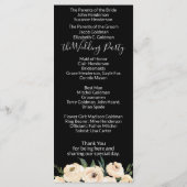 Floral Beige Zwart Huwelijksprogramma Programmakaart (Achterkant)