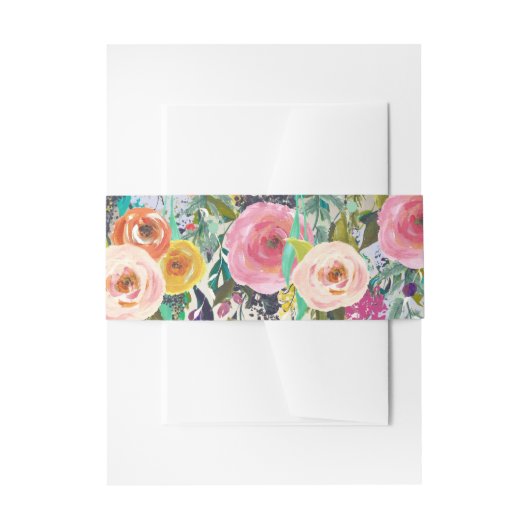 Floral Belly Band Uitnodigingen Wikkel (Voorkant Voorbeeld)