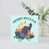 Floral Beltane Witch Pet & Fire Pagan Sabbat Feestdagenkaart (Staand voorkant)
