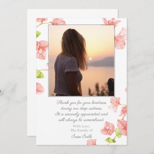 Floral Bereavement Funeral Hartelijk dank Bedankkaart (Voorkant / Achterkant)