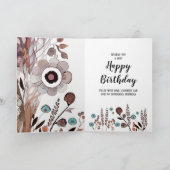 Floral  Bericht Happy Birthday Kaart (Binnen)