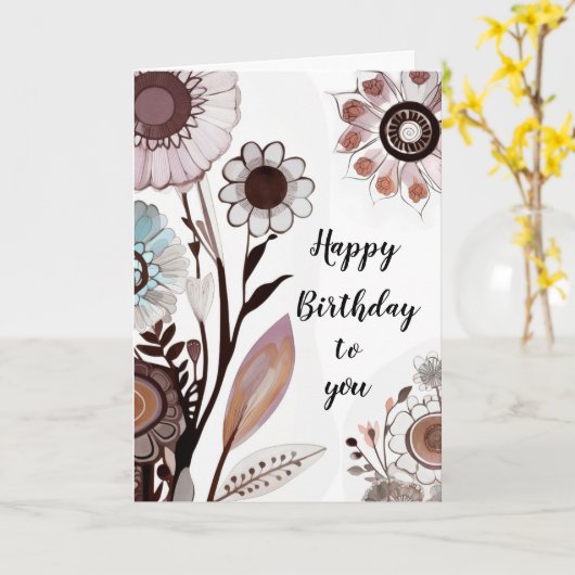 Floral  Bericht Happy Birthday Kaart (Gele Bloem)