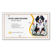 Floral Berner Mountain Dog Pet Care Service Magnetisch Visitekaartje (Voorkant)