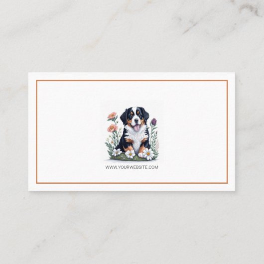 Floral Berner Mountain Dog Pet Care Service Visitekaartje (Achterkant)