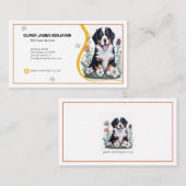 Floral Berner Mountain Dog Pet Care Service Visitekaartje (Voorkant / Achterkant)