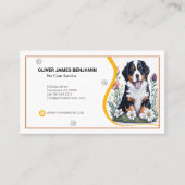 Floral Berner Mountain Dog Pet Care Service Visitekaartje (Voorkant)