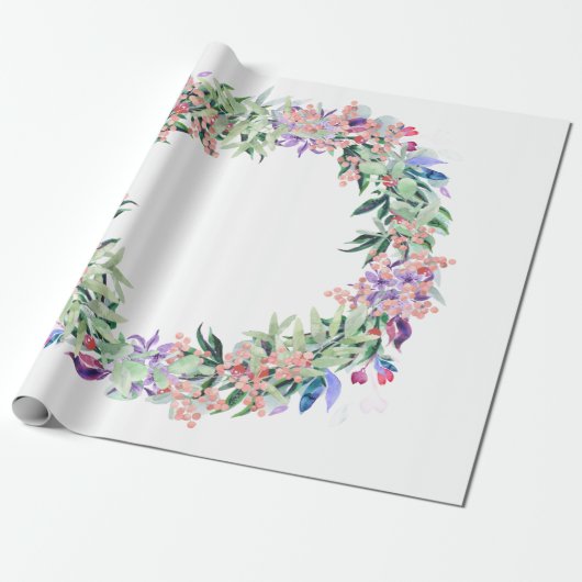 Floral Berries Wreath Cadeaupapier (Uitgerold)