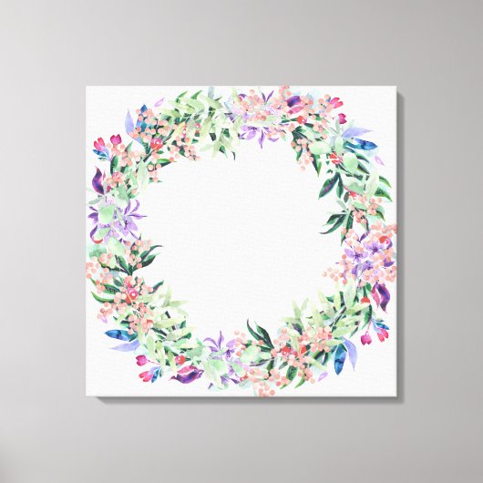 Floral Berries Wreath Canvas Afdruk (Voorkant)
