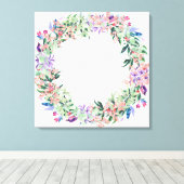 Floral Berries Wreath Canvas Afdruk (Insitu (Houten vloer))