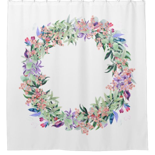 Floral Berries Wreath Douchegordijn (Voorkant)