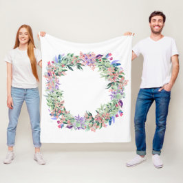Floral Berries Wreath Fleece Deken