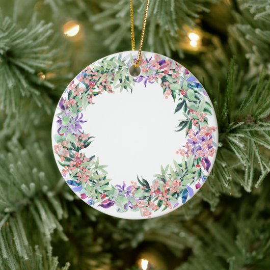 Floral Berries Wreath Keramisch Ornament (Boom)