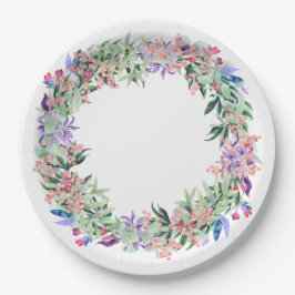 Floral Berries Wreath Papieren Bordje