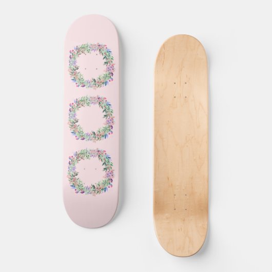 Floral Berries Wreath Persoonlijk Skateboard (Voorkant)