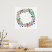 Floral Berries Wreath Poster (Keuken)