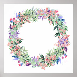 Floral Berries Wreath Poster