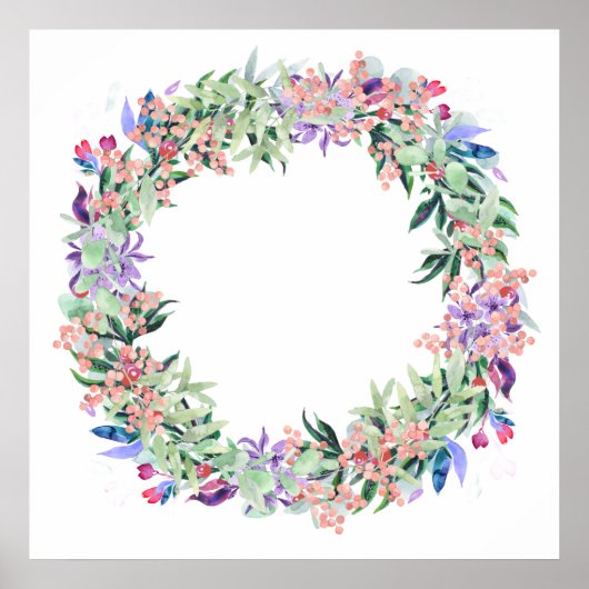 Floral Berries Wreath Poster (Voorkant)