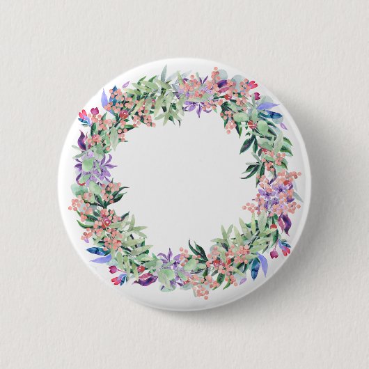 Floral Berries Wreath Ronde Button 5,7 Cm (Voorkant)