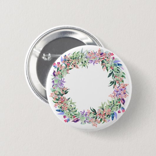 Floral Berries Wreath Ronde Button 5,7 Cm (Voorkant /achterkant)