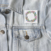 Floral Berries Wreath Vierkante Button 5,1 Cm (In situ)