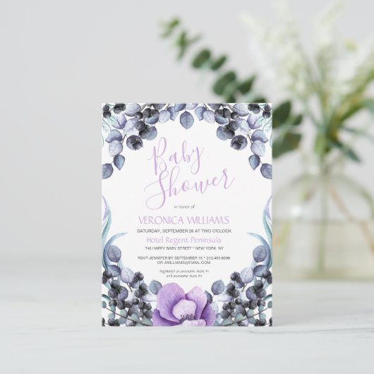 Floral Berry Baby shower Invitation Briefkaart (Staand voorkant)