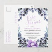 Floral Berry Baby shower Invitation Briefkaart (Voorkant / Achterkant)