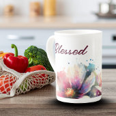 Floral Berry BLESSED Typography Design Porselein Kop