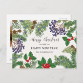 Floral Berry Garland Feestdagenkaart (Voorkant / Achterkant)