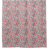 Floral Berry Pattern Grey Red Douchegordijn (Voorkant)