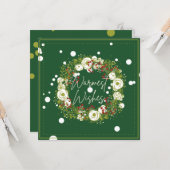 Floral berry Snow green kerstvakanay Card Kaart (Voorkant / Achterkant in situ)
