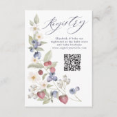 Floral Berry Sweet Baby shower QR Code Registry Informatiekaartje (Voorkant)