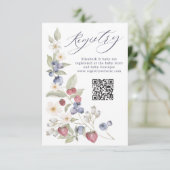 Floral Berry Sweet Baby shower QR Code Registry Informatiekaartje (Staand voorkant)