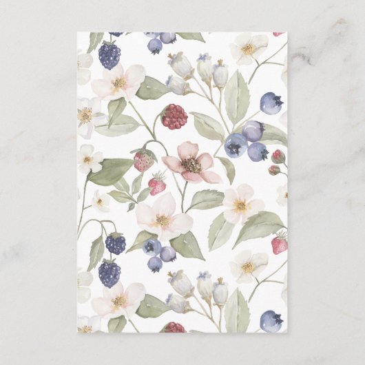 Floral Berry Sweet Baby shower QR Code Registry Informatiekaartje (Achterkant)