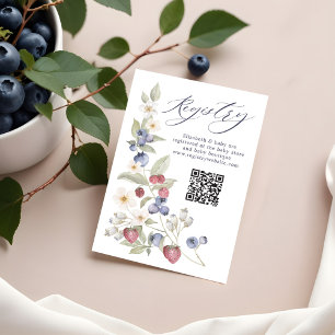 Floral Berry Sweet Baby shower QR Code Registry Informatiekaartje