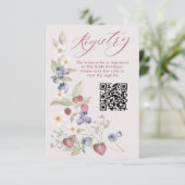 Floral Berry Sweet Bridal Shower QR Code Registry Informatiekaartje (Staand voorkant)