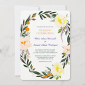 Floral Berry Wild Rozen Wreath Wedding Invitation Kaart (Voorkant)