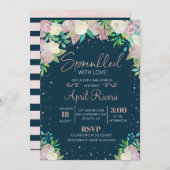 Floral besproeid met de uitnodiging tot het Baby s (Voorkant / Achterkant)