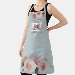 Floral Best Grandmoeder EVER Dusty Blue Waterverf Schort