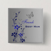 Floral Best Man Pin Vierkante Button 5,1 Cm (Voorkant)