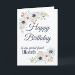 Floral Beste Vriend Gelukkige Verjaardag Kaart<br><div class="desc">Een mooie gelukkige verjaardagskaart op maat voor je zus of beste vriend. Delicate waterverf floral design. Verander de naam en het bericht om te personaliseren.</div>