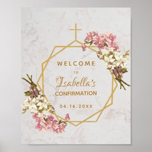 Floral Bevestiging Gold Marble Orchids Welkom Poster (Voorkant)