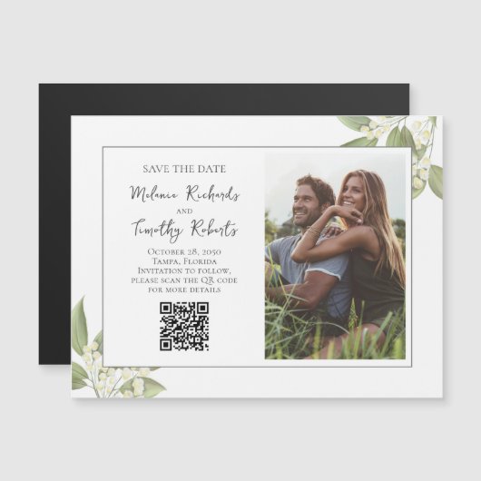 Floral Bewaar de datum Foto bruiloft (Voorkant / Achterkant)