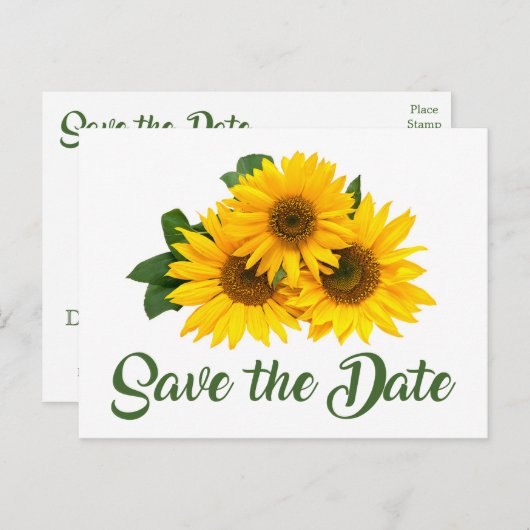 Floral Bewaar de datum Geel Zonnebloem Verloving Briefkaart (Voorkant / Achterkant)