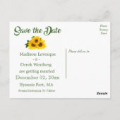 Floral Bewaar de datum Geel Zonnebloem Verloving Briefkaart (Achterkant)