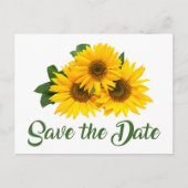 Floral Bewaar de datum Geel Zonnebloem Verloving Briefkaart (Voorkant)