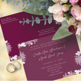 Floral bezeten pruimenbruiloft Uitnodiging Briefkaart