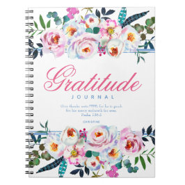 Floral Bible Quote genaamd Pink Gratitude Journal Notitieboek